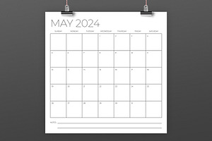 2024 Square 12x12 Calendar Template