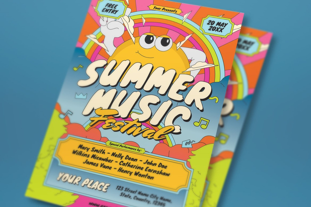 Orange Summer Music Fest Flyer Set, a Flyer Template by graphicook (Photo 2 of 3)