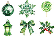 Green Christmas Sublimation Clipart, an Illustration by CraftArtStudio (Thumbnail 2 of 6)