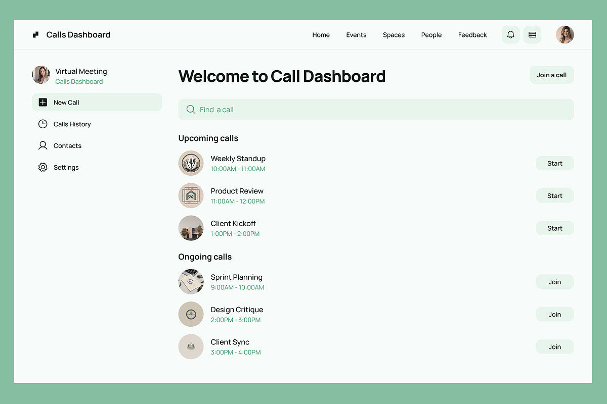 Ongoing Calls & Skype Dashboard, an UI Kit Template by nagaredesignstudio
