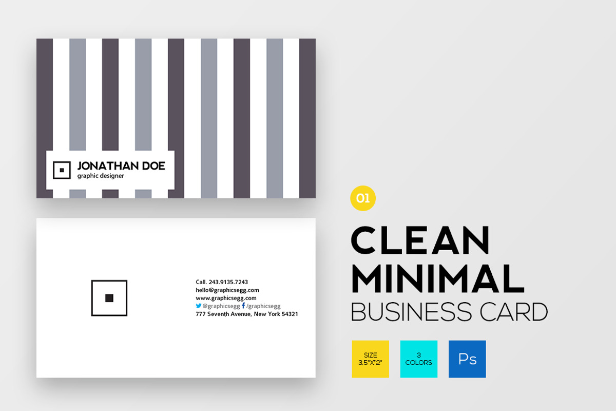 Clean minimal business card, a Business Card Template by GraphicsEgg (Photo 1 of 4)