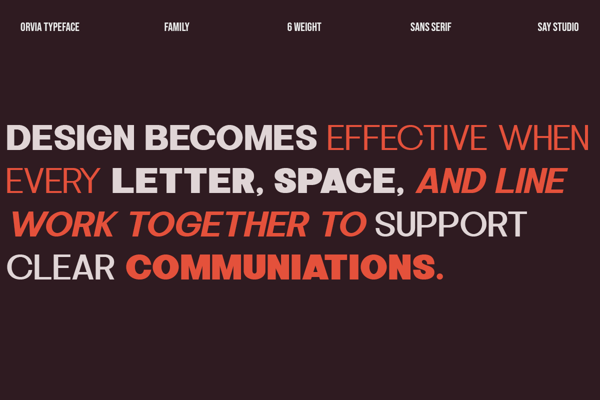 Orvia - Family Sans Serif Typeface, a Serif Font by Say Studio (Photo 5 of 12)