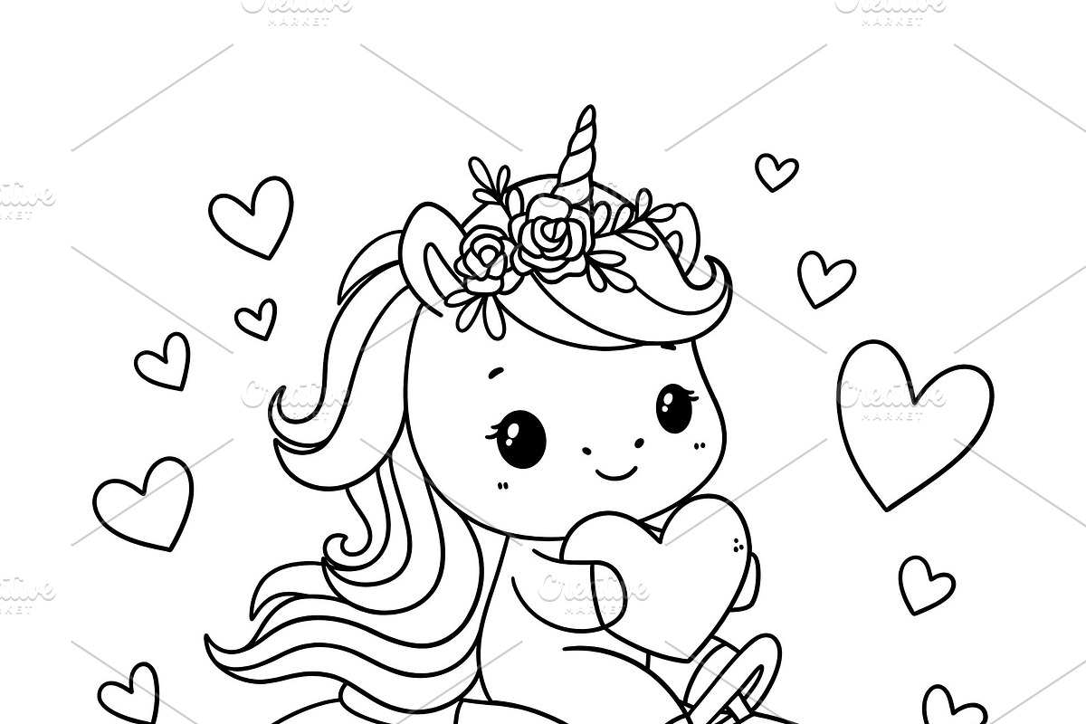 Unicorn Coloring Book Printable PDF, an Animal Illustration by Image for Sale (Photo 2 of 2)