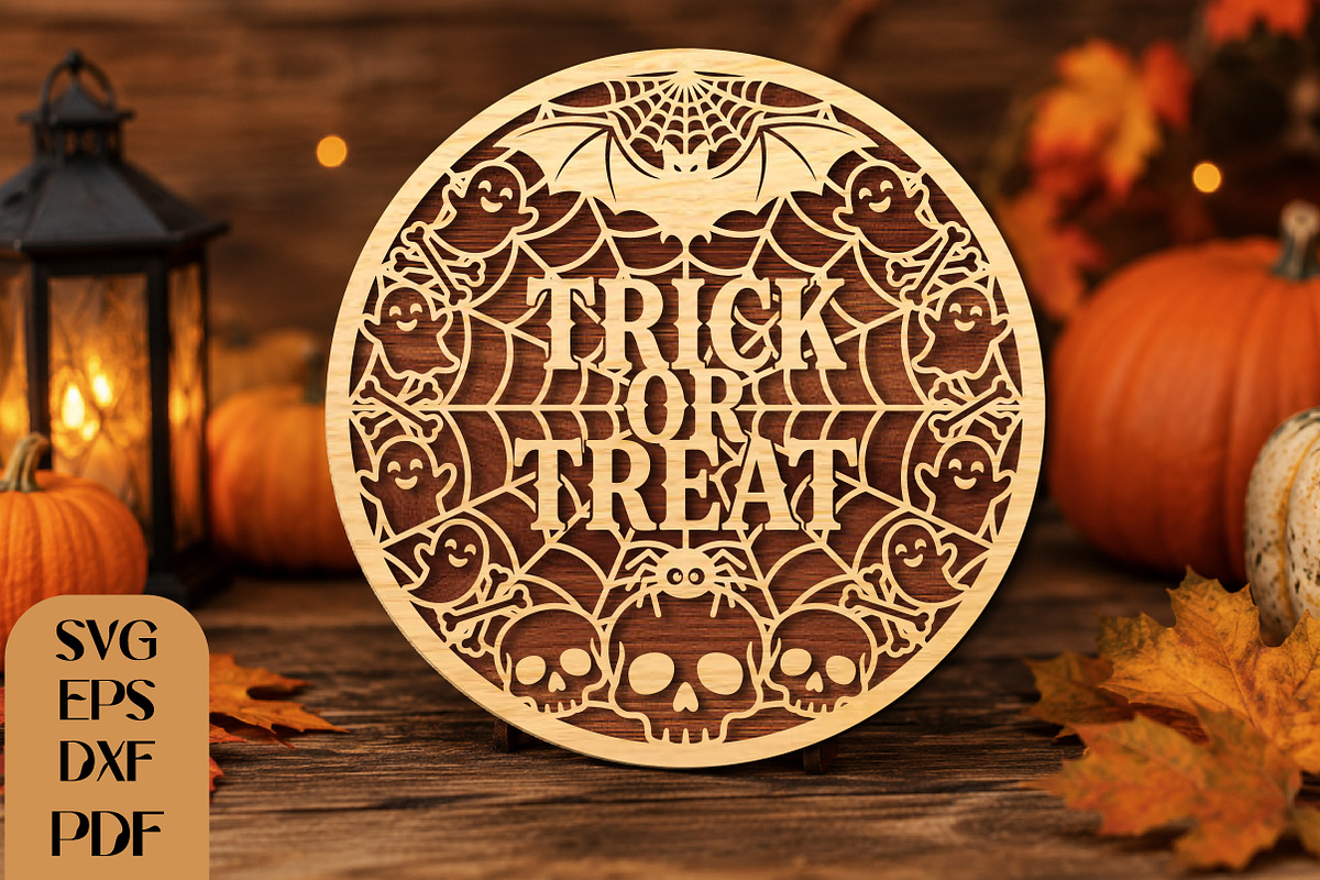 Trick or Treat Halloween Laser Cut, an Object Graphic by DreamCafeArt (Photo 1 of 4)