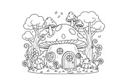 Whimsical Mushroom House Line Art bu, an Illustration by Designs_River (Thumbnail 42 of 51)