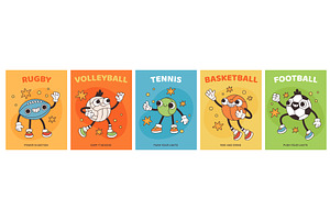 Cartoon ball characters cards. Sport, a Sport Illustration by YummyBuum