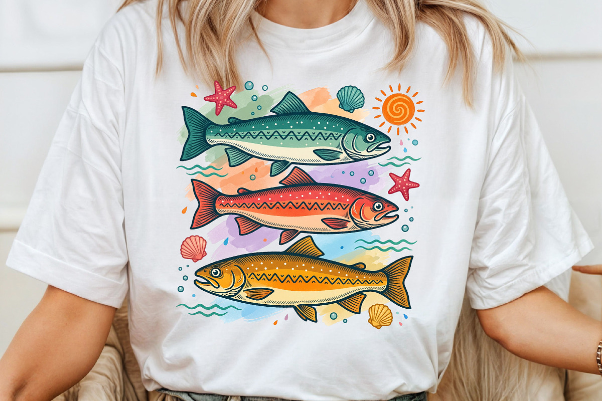 Colorful Fish Ocean Vintage PNG, a Work Illustration by Sublimation Artist (Photo 4 of 9)