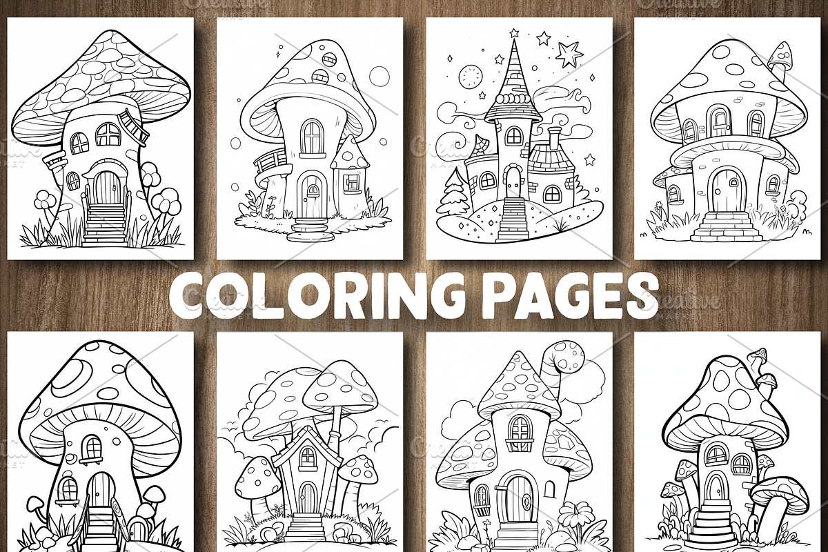 Magical Fairy House Coloring Pages, a Decorative Illustration by Design Station (Photo 2 of 5)