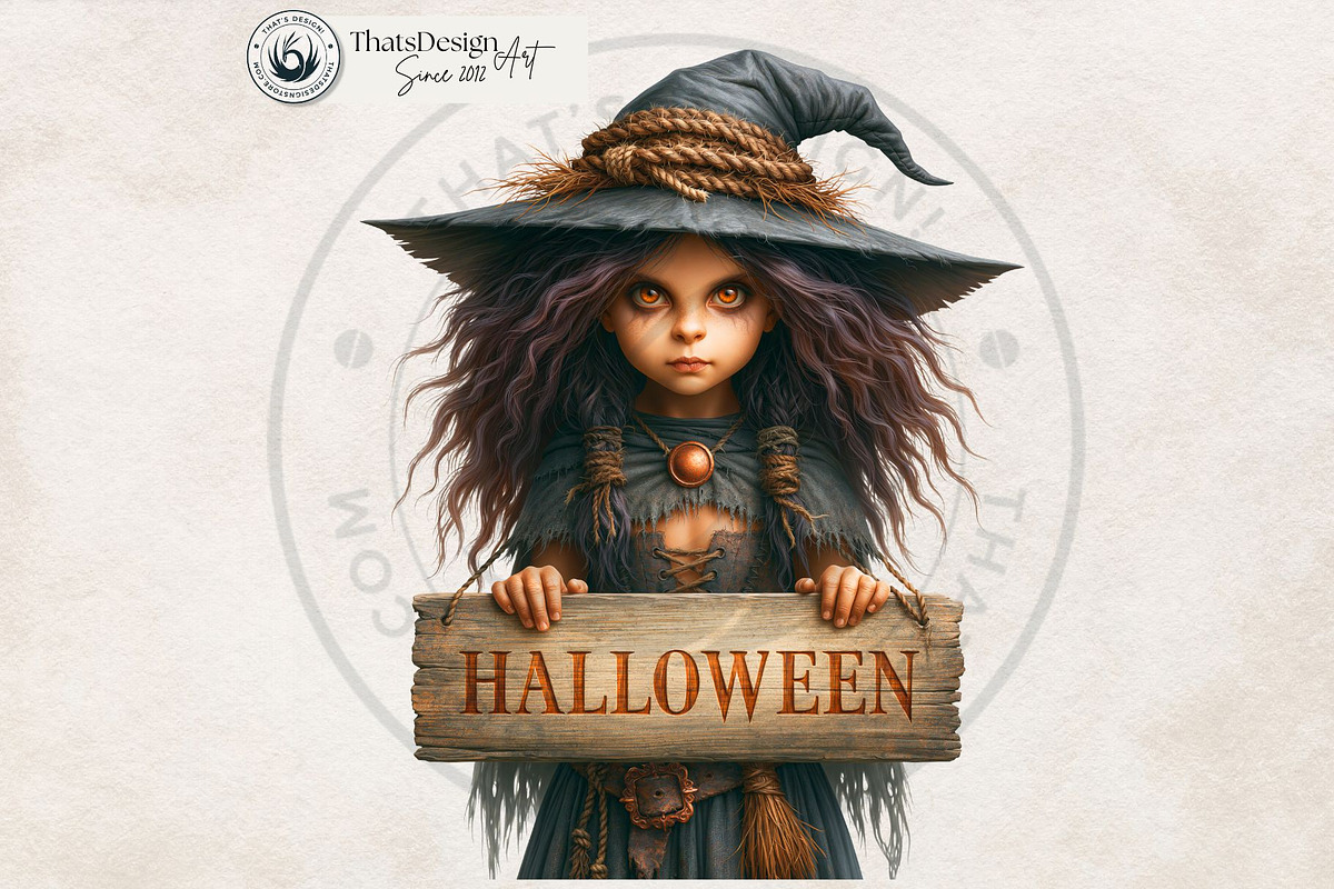 Halloween Little witches Cliparts, a Seasonal Illustration by ThatsDesignArt (Photo 11 of 17)