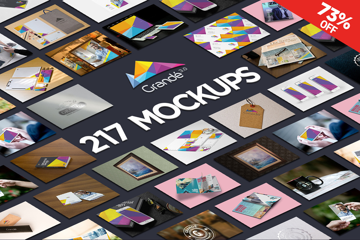 Grandé V3 - 217 PSD MOCKUPS BUNDLE, an iPhone Mockup by ZippyPixels (Photo 1 of 5)