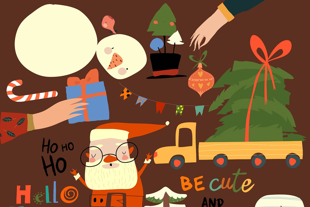 Cute Cartoon Set With Santa Claus, an Object Illustration by Maria Starus (Photo 3 of 3)