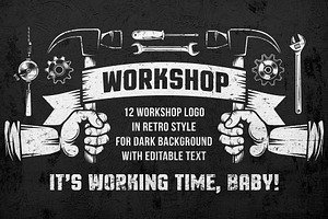 Workshop Emblems On Dark, a Branding & Logo Template by Agor2012 shop