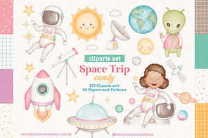 Space Trip (Candy) - Cliparts Set