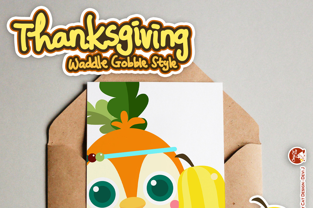 Thanksgiving Waddle Gobble, a Seasonal Illustration by Cozy Cat Design (Photo 5 of 6)