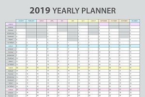 Yearly Planner 2019 Realistic