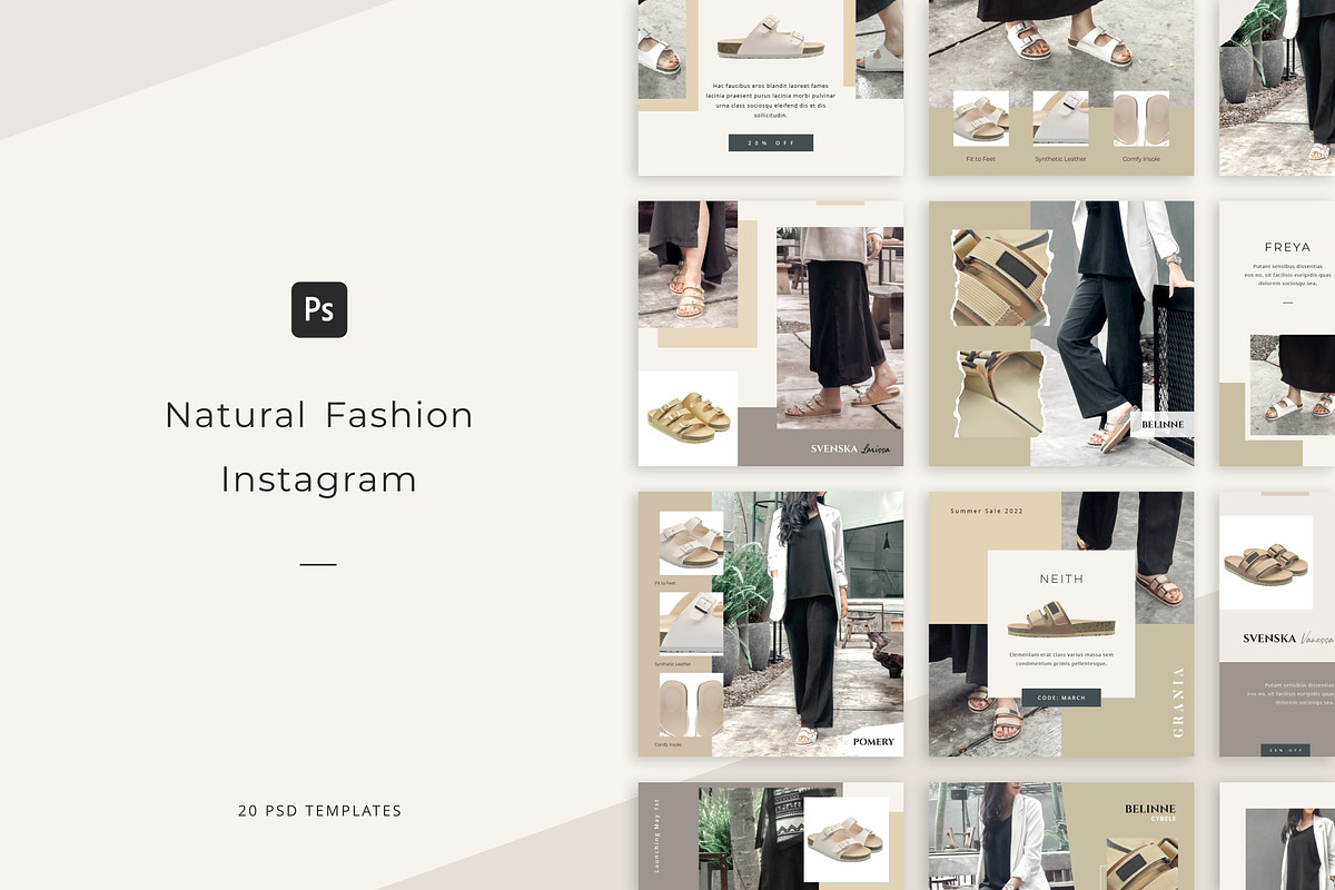 Natural Fashion Instagram PS, a Social Media Template by Studio Siv (Photo 1 of 6)