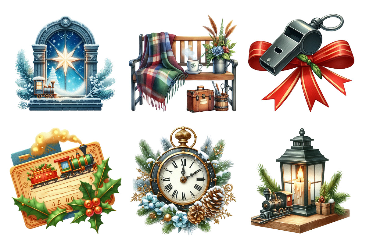 Christmas Train Station Clipart, an Illustration by Daily.Designs (Photo 2 of 5)