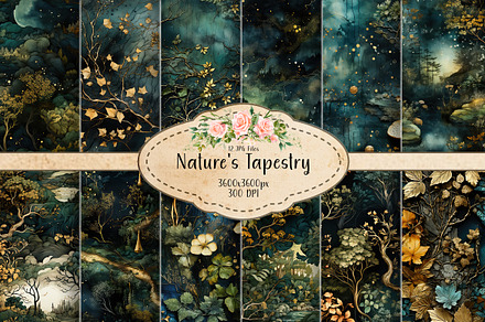 Nature's Tapestry Seamless Patterns, a Pattern Graphic by Curve Design