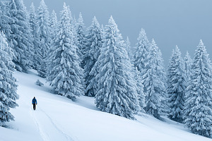 A lone hiker walking through a snowy, a Nature Photo by MistyDay