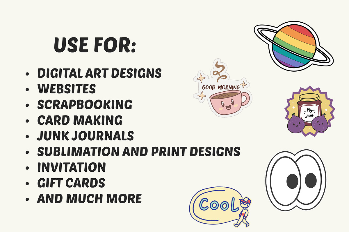 Hand-Drawn Groovy Stickers, a Decorative Illustration by Helospace (Photo 3 of 10)