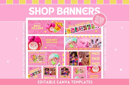Pink Shop Banner Templates, a Shopify Template by SunshineStudioBoutique
