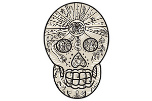 Sugar Skull Tattoo Etching