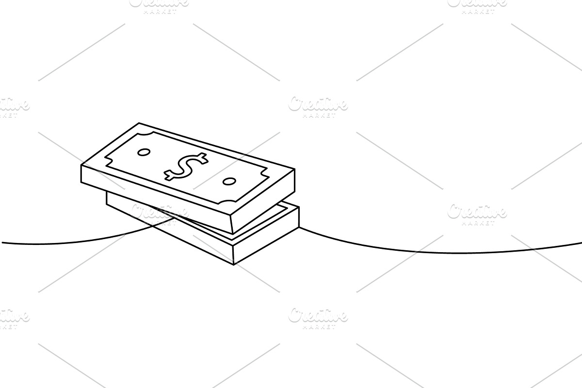 Two stack of dollar bills one line, an Object Illustration by GraphiShop