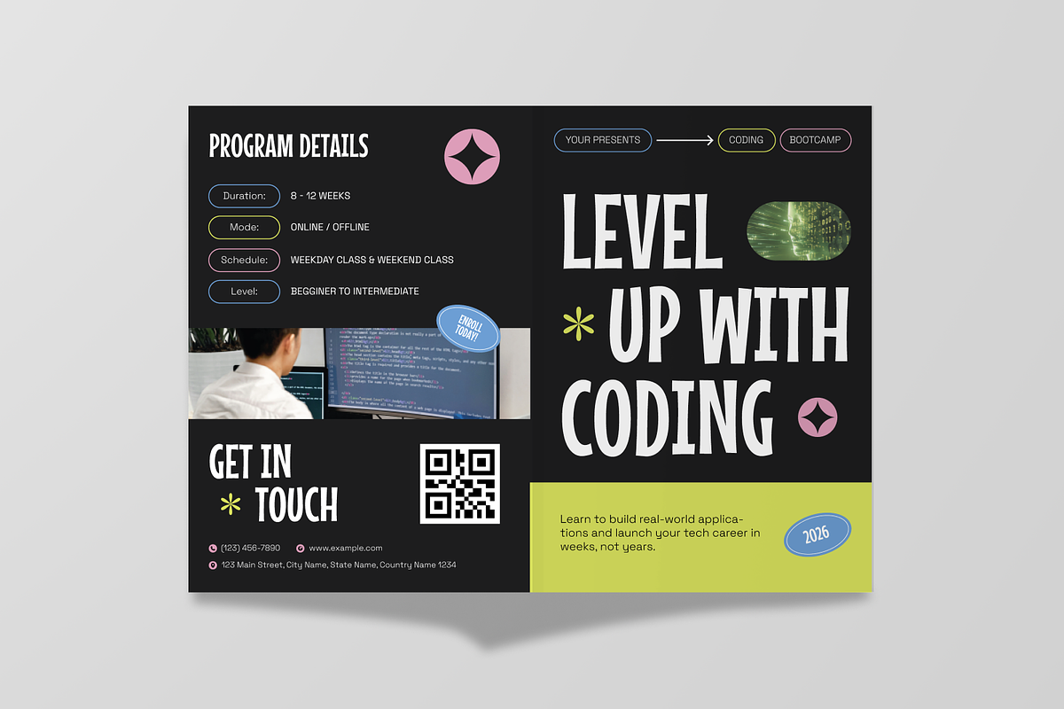 Coding Bootcamp Bifold Brochure, a Brochure Template by Annora Studio (Photo 3 of 6)