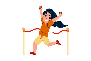 Girl winning race crossing finish, a Sport Illustration by pikepicture