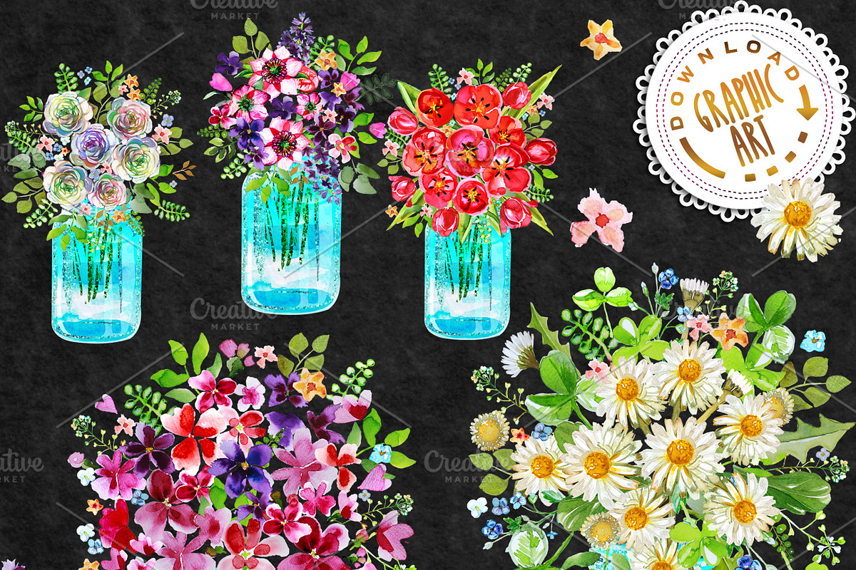 Jar Bouquet clipart, a Texture Illustration by Download Graphic Art (Photo 3 of 5)