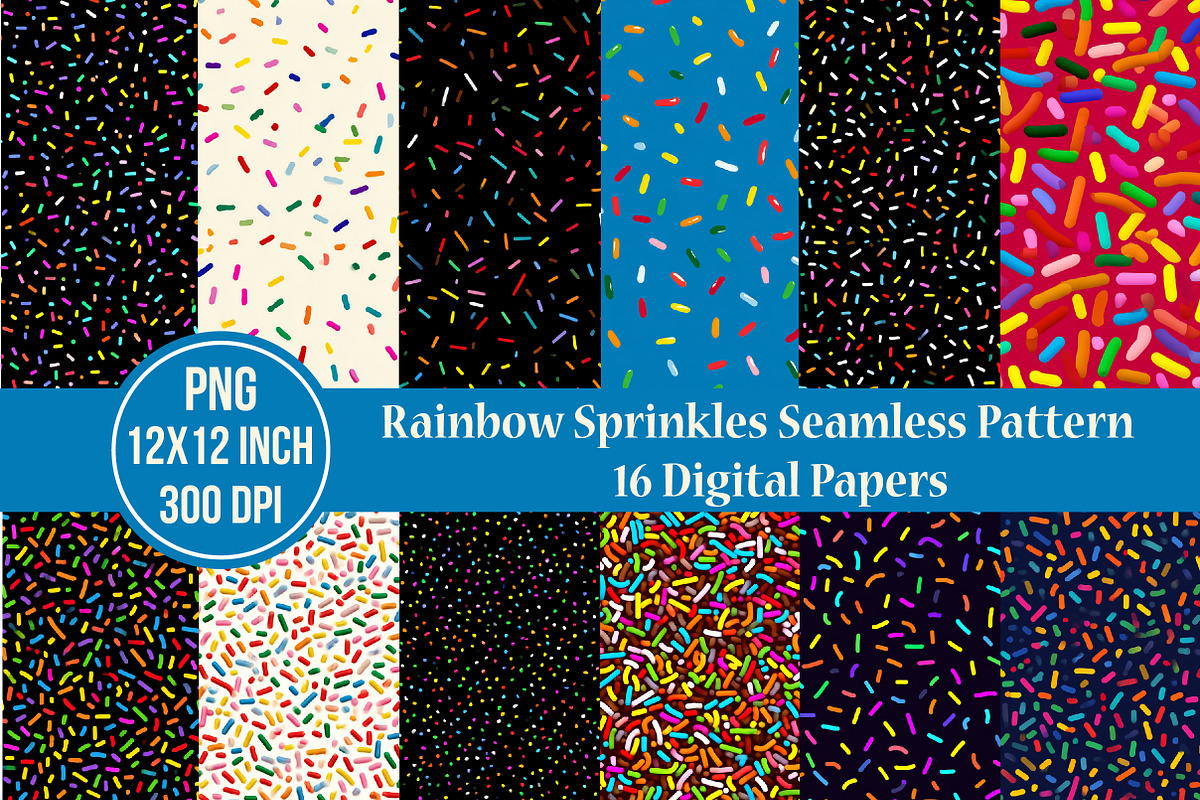 Rainbow Sprinkles Seamless Pattern, an Illustration by Craft Nest (Photo 1 of 6)