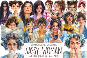 Sassy Woman Watercolor Clipart, an Illustration by OK Design