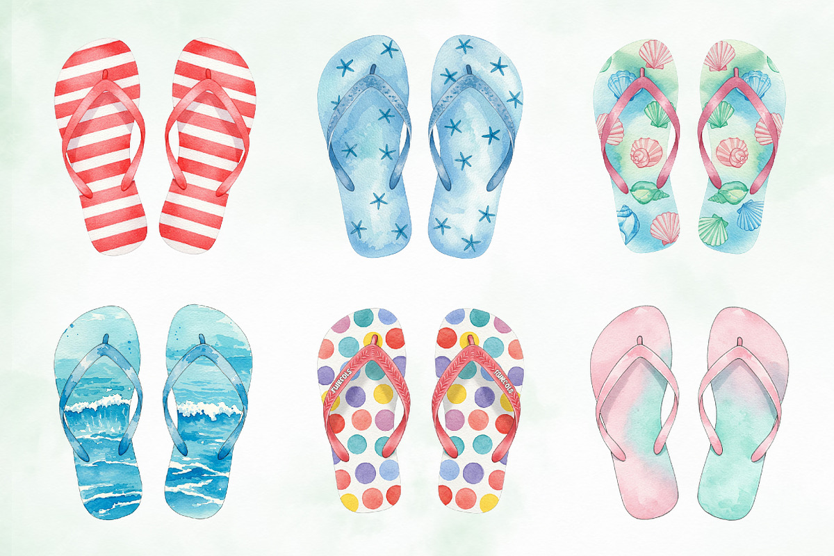 Summer Flip Flop Sublimation Clipart, an Illustration by Creative Art (Photo 4 of 8)