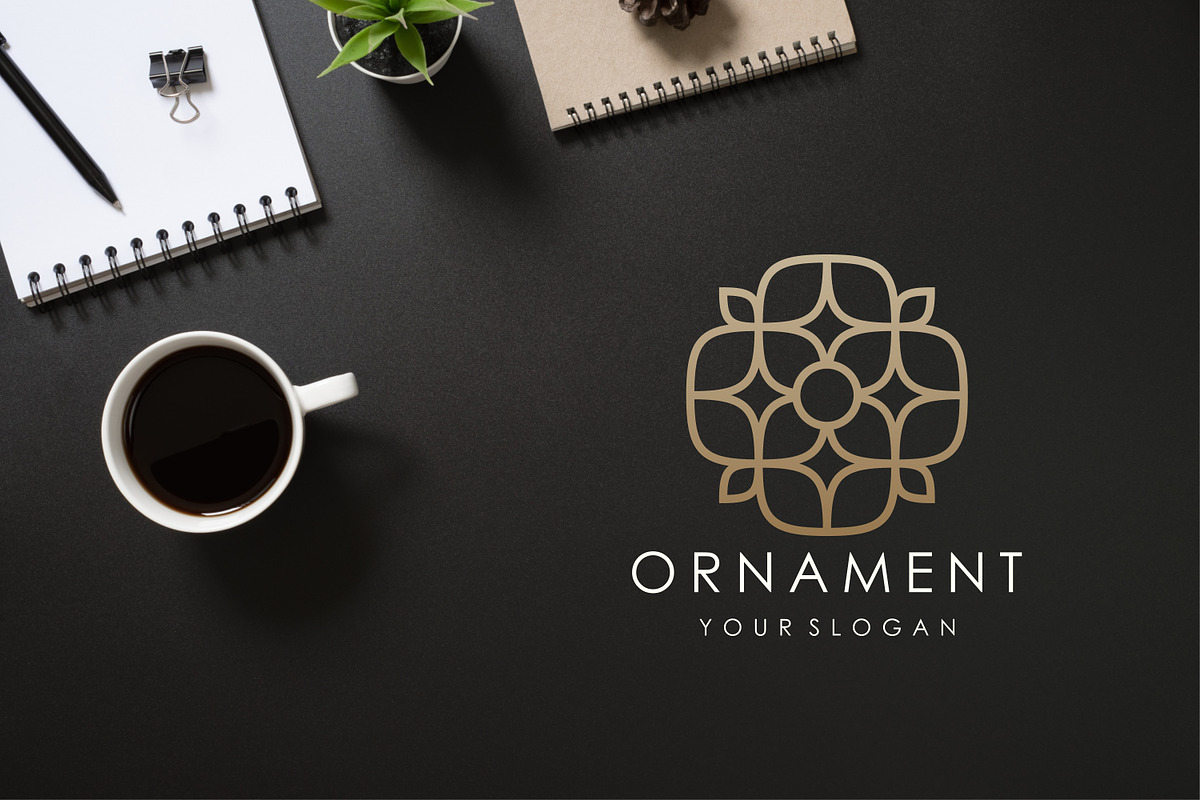 line art floral ornament - SVG file, a Branding & Logo Template by BARONSTD (Photo 4 of 7)