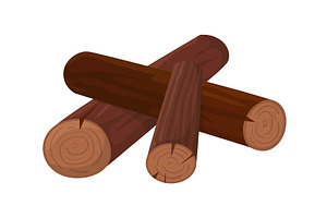 Stack of three brown logs with, an Illustration by KitVector