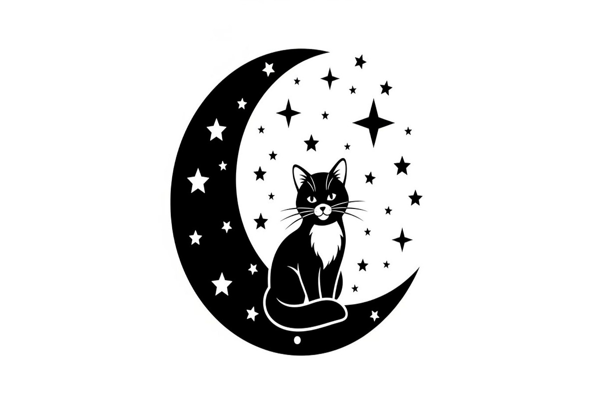 50 Cat Moon Silhouette Vector Bundle, an Illustration by jahid234 (Photo 41 of 51)