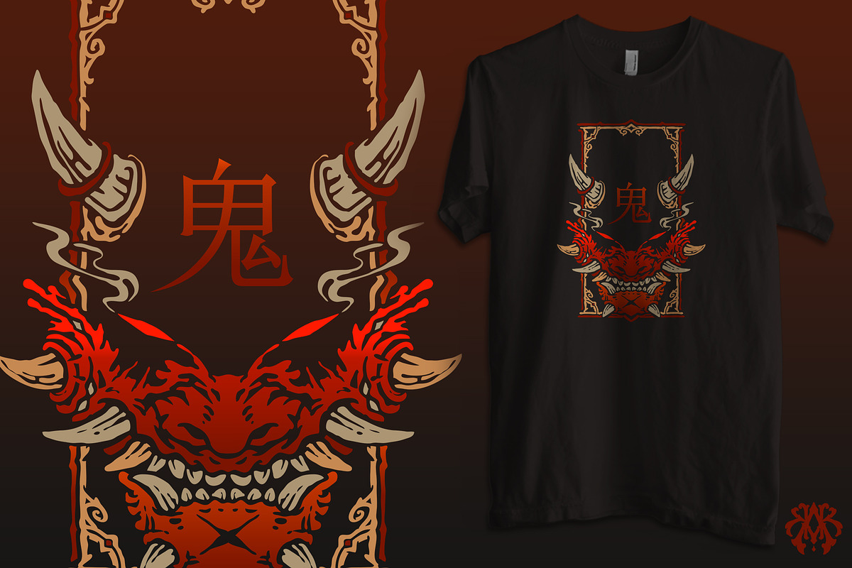 Oni ghost japanese style frame, an Object Graphic by Krizvector Artwork Shop (Photo 3 of 4)