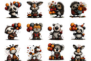 Birthday Animals Whimsical Clipart, a Seasonal Illustration by Designking (Thumbnail 2 of 5)