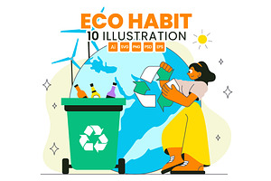 10 Eco Habit Illustration, a Person Illustration by denayunebgt