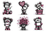 Teddy Bear Valentine Clipart, an Illustration by DreamArtGraphic (Thumbnail 4 of 4)