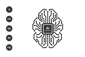 Artificial intelligence brain logo, a Branding & Logo Template by Saba Vector