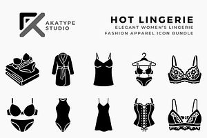 Hot Lingerie Icon Collection, a Solid Icon by Akatype Studio