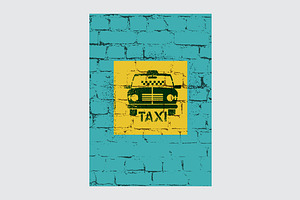 Typographic Retro Grunge Taxi Poster