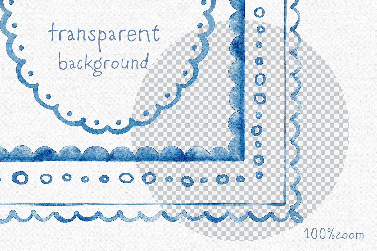 Watercolor Hand-Drawn Blue Frames, an Object Graphic by Solo Art Original (Photo 9 of 12)