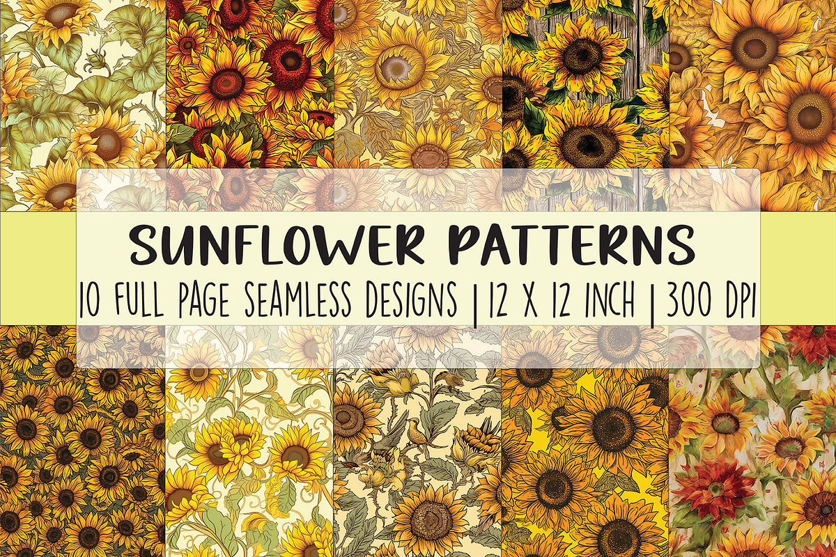 Sunflower Seamless Patterns, a Pattern Graphic by DigitalDesignsHype