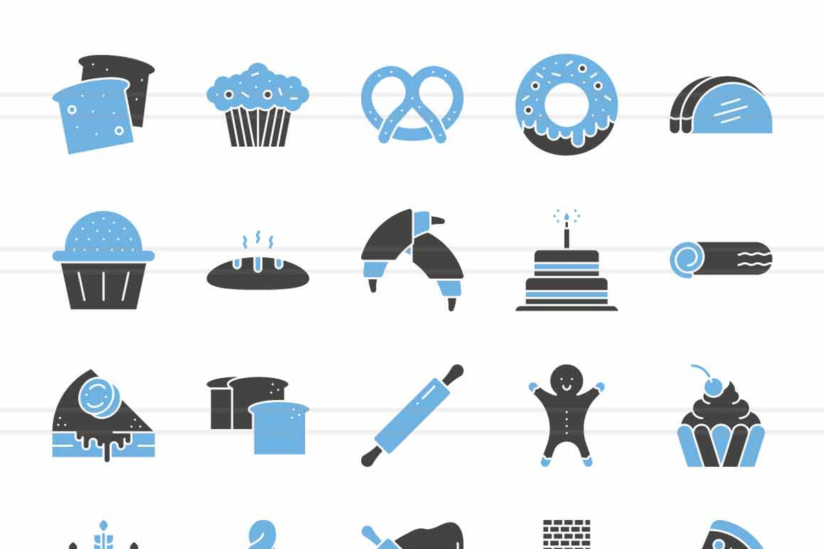 50 Bakery Blue & Black Icons, an Icon by IconBunny (Photo 2 of 2)