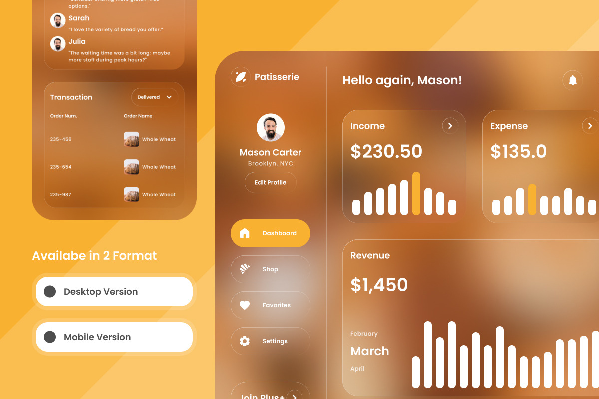 Patisserie - Bakery Shop Dashboard V, an UI Kit Template by twinstd