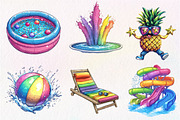 Colorful Pool Party Clipart, an Illustration by CreationArt (Thumbnail 5 of 5)