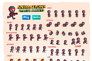 Ninja 2D Game Character Sprites, an Illustration by DionArtworks (Thumbnail 2 of 4)
