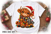 Christmas Highland Cow PNG, a Seasonal Illustration by Watercolor design (Thumbnail 2 of 3)